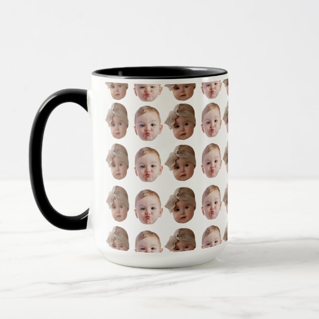 Elegant Custom Baby Face Pattern Grandpa Birthday  Mug (Left)