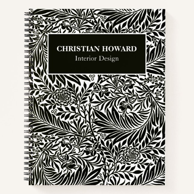 Elegant Custom Black and White Pattern Office Notebook (Front)