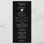 Elegant Custom Black Heart Wedding Programs<br><div class="desc">Greet your guests at your wedding church ceremony with these elegant personalised programs.  DIY templates for you to edit as you wish. Black background can be chnged to any colour. Faux diamond heart to add some little sparkle.  CONTACT DESIGNER for other variations.</div>