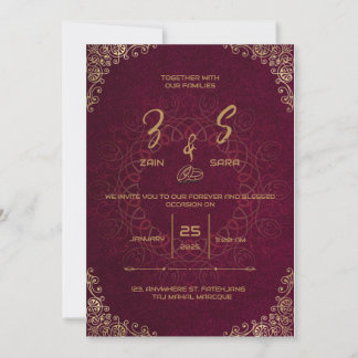 Elegant Custom Burgundy Wedding Invitation