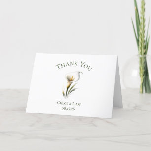 Elegant Custom Calla Lily Flower Wedding Thank You Card