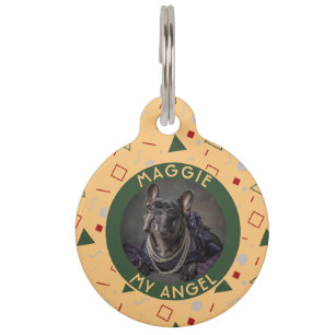 Elegant Custom Cat Dad Memphis Motif Pet Tag