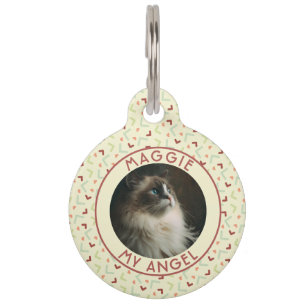 Elegant Custom Cat Gift Memphis Pattern Pet Tag