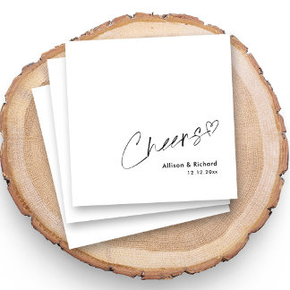 Elegant Custom Cheers Wedding Napkins with Names