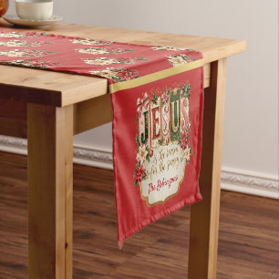 Elegant Custom Christmas Festive Red  Short Table Runner