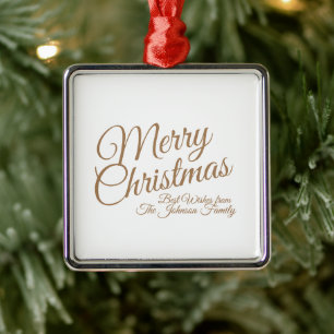 Elegant  Custom Christmas Holiday Family Name Metal Ornament