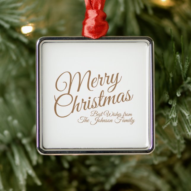 Elegant  Custom Christmas Holiday Family Name Metal Ornament (Tree)