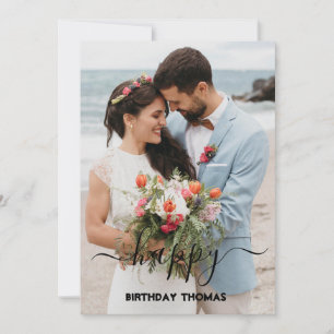 elegant custom couple photo happy birthday love card