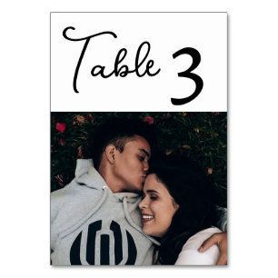 Elegant Custom Couple's Photo on White Table Number