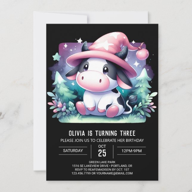 Elegant Custom Cow Birthday Invitation (Front)