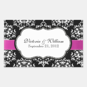 Elegant Custom Damask Wedding Sticker