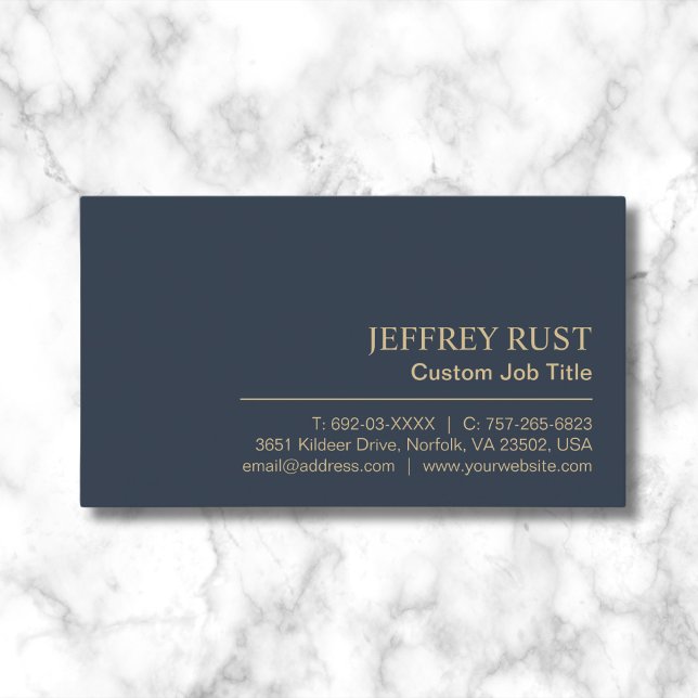 Elegant Custom Dark Blue Minimalist Professional Business Card (Creator Uploaded)