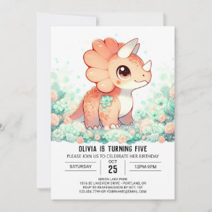 Elegant Custom Dinosaur Digital Birthday Invitation