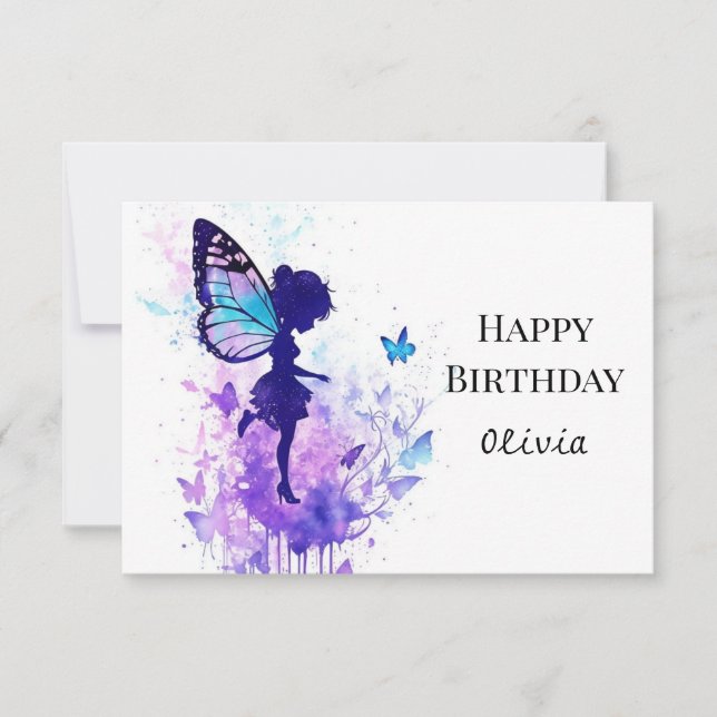 Elegant Custom Fairy Birthday Card (Front)