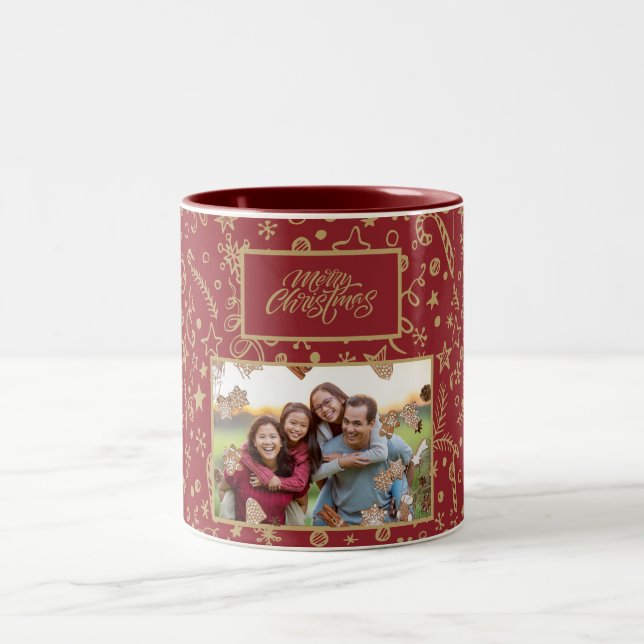 Elegant Custom Family Photo Christmas Mug (Center)