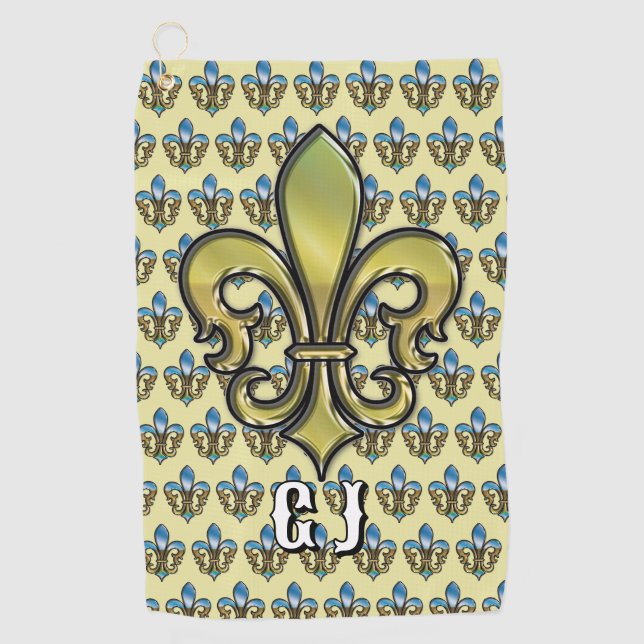 Elegant Custom Fleur De Lis Golf Design Golf Towel (Front)
