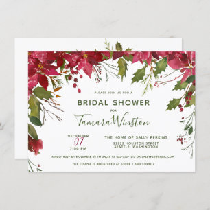 Elegant Custom Floral Christmas Bridal Shower Invitation