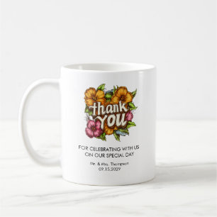 Elegant Custom Floral Thank You Wedding  Coffee Mug