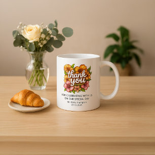 Elegant Custom Floral Thank You Wedding  Coffee Mug