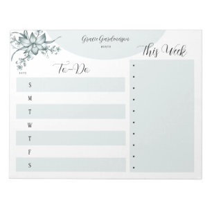 Elegant Custom Floral To-Do Lists Notepad
