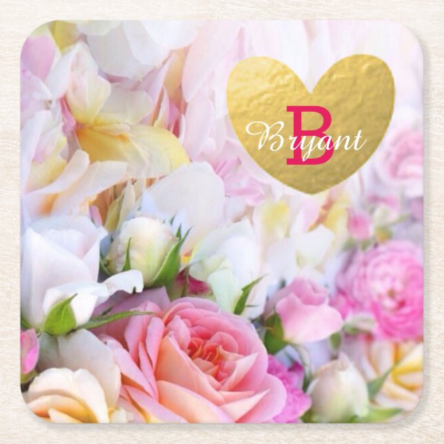 Elegant Custom Floral Wedding Coasters (Front)