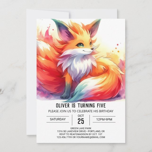  Elegant Custom Fox Birthday  Invitation (Front)