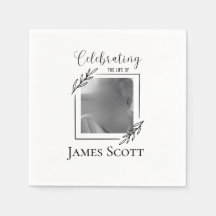 Elegant custom funeral paper napkin with photo 