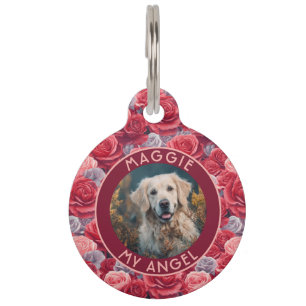 Elegant Custom Gifts For Pets Rose Floral Pet Tag