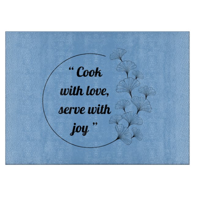 Elegant Custom Ginkgo Leaf Glass Cutting Board (Front)