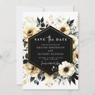 Elegant Custom Gold and Black Wedding Save The Date