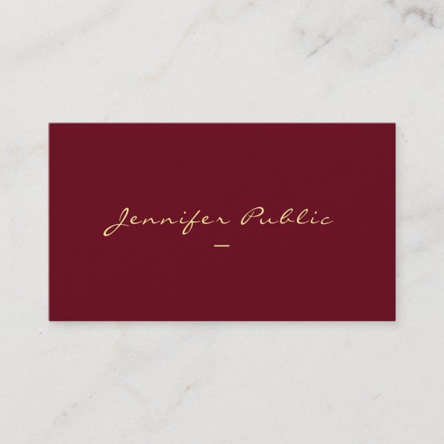 Elegant Custom Gold Colour Hand Script Template Business Card (Front)