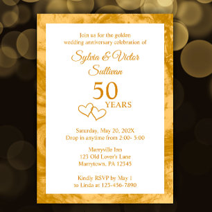 Elegant Custom Golden 50th Anniversary Party Invitation