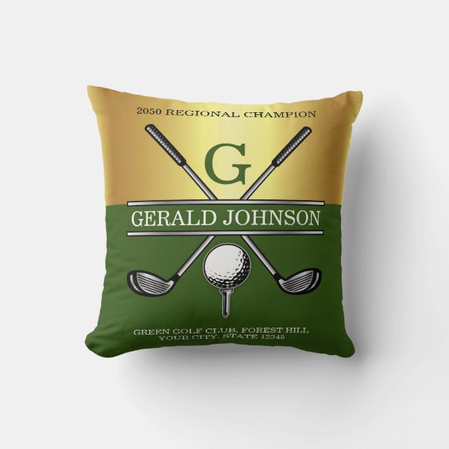 Elegant Custom Golf Monogram Cushion (Front)