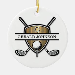 Elegant Custom Golf Monogram Design Ceramic Ornament