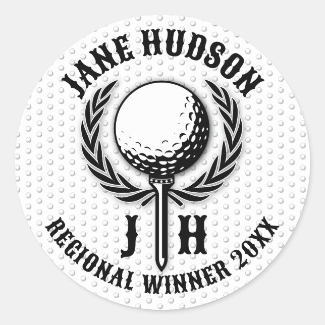 Elegant Custom Golf Monogram Design Classic Round Sticker (Front)