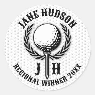 Elegant Custom Golf Monogram Design Classic Round Sticker