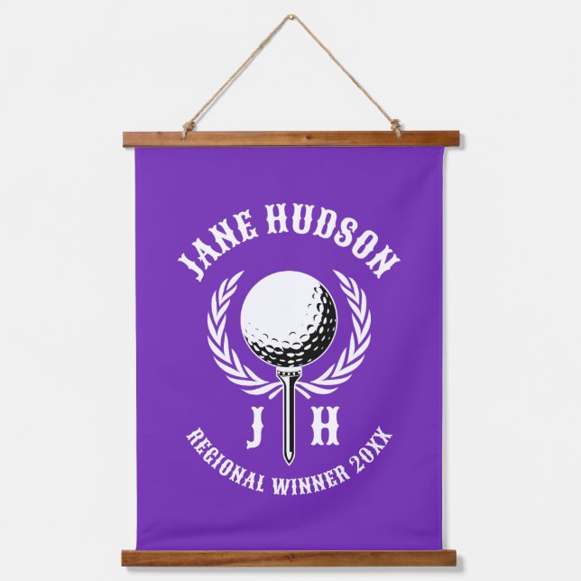 Elegant Custom Golf Monogram Design Hanging Tapestry (Front)