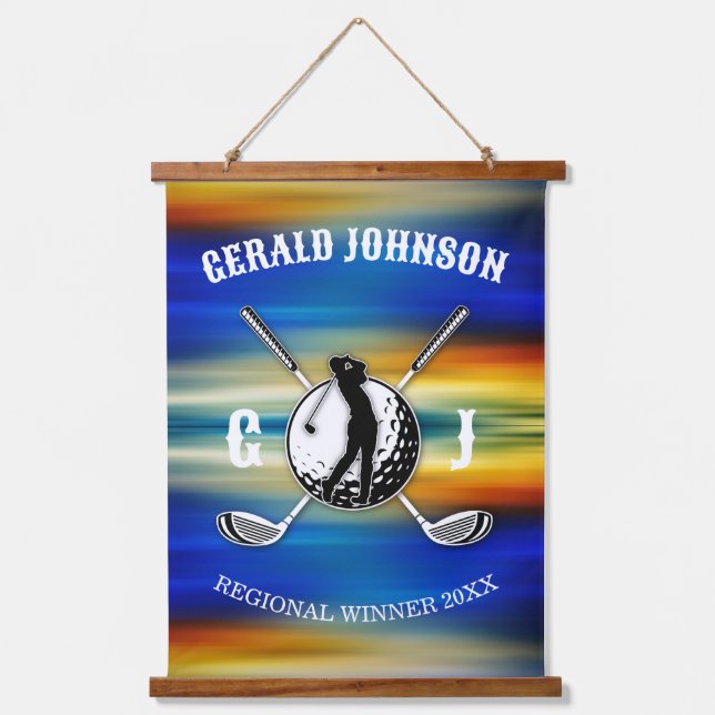 Elegant Custom Golf Monogram Design Hanging Tapestry (Front)