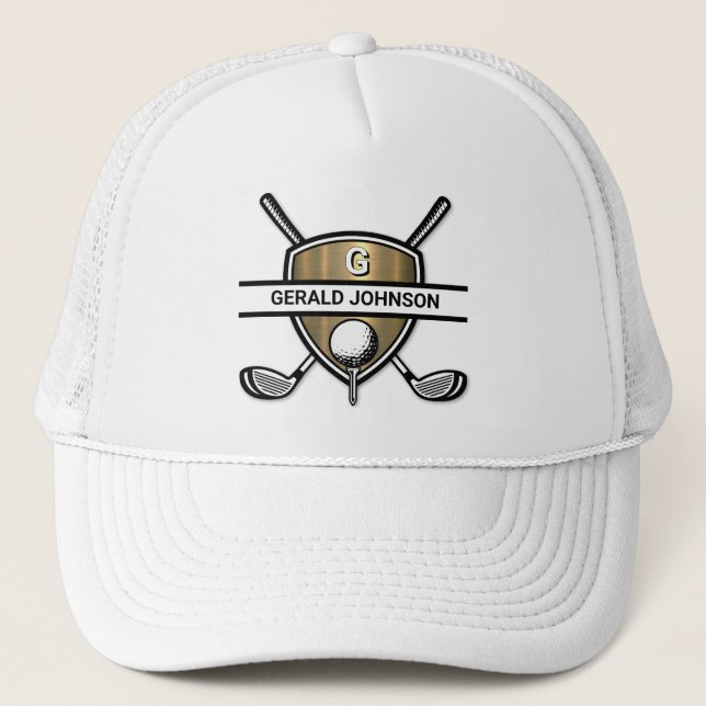 Elegant Custom Golf Monogram Design Trucker Hat (Front)
