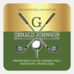 Elegant Custom Golf Monogram Square Sticker