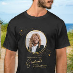 Elegant Custom Graduate Photo Gold Graduation T-Shirt<br><div class="desc">Congratulations on your child's graduation! As a proud mum, you deserve to show off your love and support with a personalised t-shirt. This elegant chic modern design features a gold stars picture frame showcasing your favourite photo of your graduate. Whether it's from high school, college, or university, this shirt is...</div>
