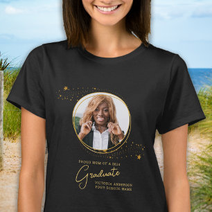 Elegant Custom Graduate Photo Gold Graduation T-Shirt