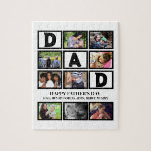 Elegant Custom Happy Fathers Day 9 Photo Collage Jigsaw Puzzle