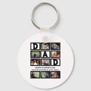 Elegant Custom  Happy Fathers Day 9 Photo Collage  Key Ring