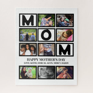Elegant Custom  Happy Mothers Day 9 Photo Collage  Jigsaw Puzzle