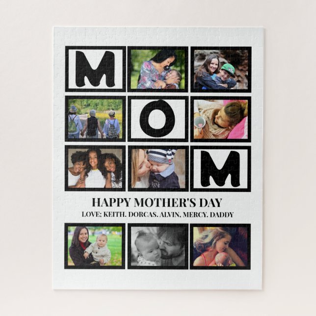 Elegant Custom  Happy Mothers Day 9 Photo Collage  Jigsaw Puzzle (Vertical)