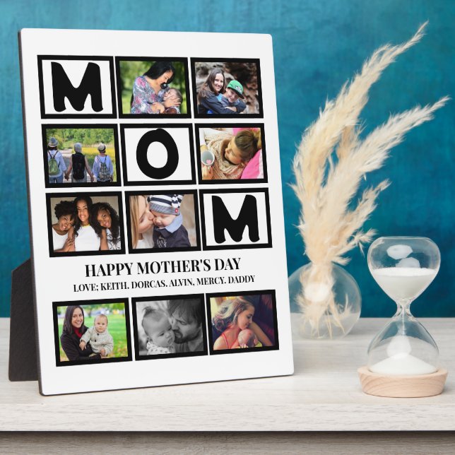 Elegant Custom  Happy Mothers Day 9 Photo Collage  Plaque (Side)