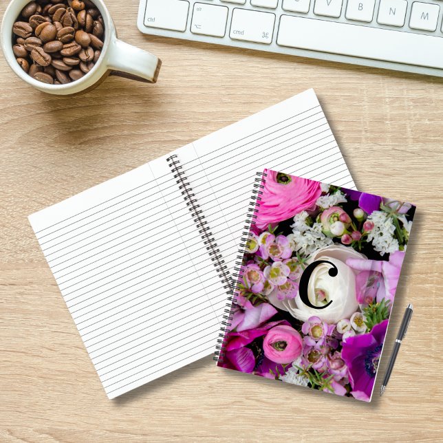 Elegant Custom Initial Letter C Roses Monogram  Notebook (Creator Uploaded)