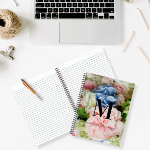 Elegant Custom Initial Letter M Roses Monogram Notebook
