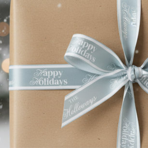 Elegant Custom Last Name Script Holiday Ribbon Satin Ribbon